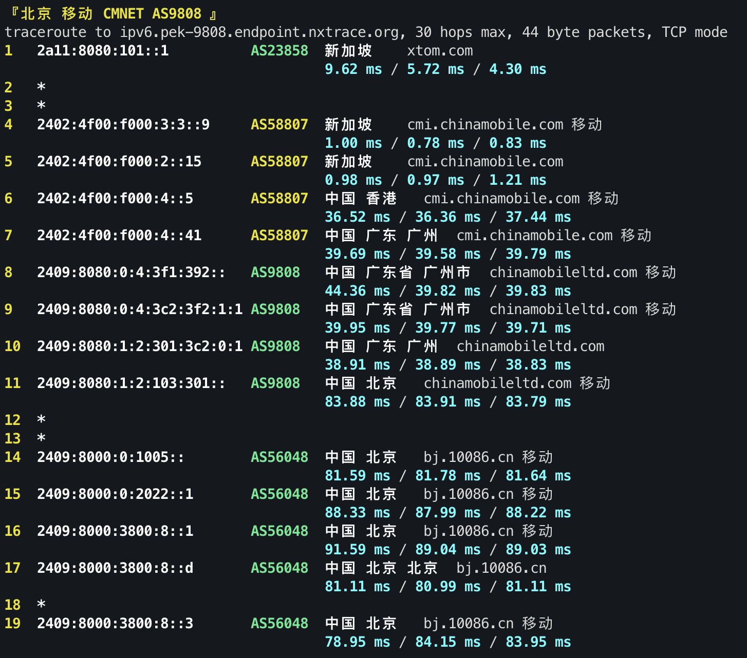 IPv6 回程 TCP 3